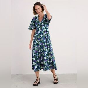 Seasalt Cornwall Blue Chateaux Half Sleeve Maxi Dress 14